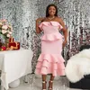 Plus Size Dresses Dress Large Women Ruffle Cover Meat Thin Sexy Breast Wrap Cocktail Pink Elegan Party OutfitPlus