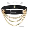 أحزمة Multilayer Gold Metal Cains Women BLACK PU LEATHER LEATION WIVE