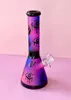 Purple glass Bongs Water Pipes Beaker base Dab Rigs Hookahs Shisha Heady Bubbler Smoke Pipe Downstem Perc With 14mm Bowl