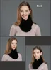 Winter Real Mink Fur Scarf Fox Pompom Double Sides Fur Neckerchief Collar Black