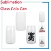 US Warehouse 16oz Sublimation Glass Mugs الزجاج الزجاجي الزجاجة يمكن أن يلبس الكريات شرب البهلوان مع غطاء الخيزران والقهوة المثلجة القابلة لإعادة الاستخدام 0106