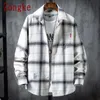 Zongke Casual Shirts For Men Clothing Fashion Long Sleeve Plaid Harajuku Checkered M3XL 2203212399592