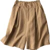 Femmes Shorts été lin décontracté lâche dames coton Shorts couleur unie boutons surdimensionnés Shorts femmes taille haute 220527