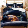 Ahsnme 3d Universe Starry Sky Planet Bedding Set Space Expedition Quilt Cover Pillowcase Customizable Size Image