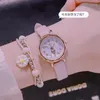 Wristwatches Simple Women Watch Cartoon Dial Bracelet Set Ladies Fabric Band Quartz Wrist Waterproof Female Clock Hect22