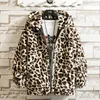 Otoño suave leopardo chaqueta hombres cremallera sudaderas con capucha abrigo moda causal calle ropa exterior suelta rompevientos ropa masculina mujer 220808