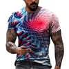 Męskie koszulki T-shirt męskie 2022 Letni blok kolorów D Printed Modna O-Neck krótki rękaw