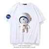 NASA co astronaut tide brand short tshirt men and women summer loose casual cartoon robot cat off shoulder half sleeve3103031