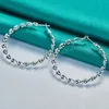 925 Sterling Silver 45mm Circle Wave Hoop Earring for Woman Fashion Party Wedding Engagement Party Jewelry