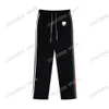 XinxinBuy Women Women Designer Pants Paris Stripe Double Letter Borderyer Pant Men Webbing Troushers Black White M-2xl