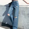 Syiwidii ​​Y2K Rippade jeans för kvinnor hål hög midja pojkvän jeans vintage streetwear brett ben rak denim joggers byxor 220815