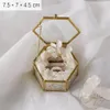 Personlig geometrisk klart glas smycken låda ringbärare lagringsarrangör Holder Wedding Decoration269L
