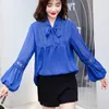 Camicette da donna Camicie Camicia blu Tendenza moda Abbigliamento donna 2022 Chiffon Signore alla moda Top Casual SolidDonna