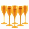 6pcs Orange Plastic Champagne Flutes Acrylic Party Wine Coupes Glass VCP Champagne Flutes Goblet Plastic Veuve Cups L2206241800911