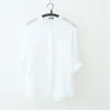 Camisas femininas Camisas de protetor solar roupas japonesas pequenos algodão fresco e linho de sete pontos de sete pontos Camisa de colarinho de colarinho grande A6
