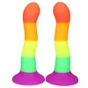 NXY godes 7 pouces arc-en-ciel Silicone godes Plug Anal réaliste ventouse jouets sexuels pour femmes masturbateurs lesbiennes outils de pénis 804