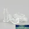 500 unids Pequeño 3ML 4 ml Vacío de cristal cuadrado de vidrio cuadrado recargable con cepillo negro Cap de uñas Contenedor de arte