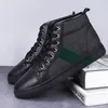 Dantel Çift Yüksek Top Sneakers Erkek Ayakkabı İlkbahar ve Sonbahar Yuvarlak Toe PU Deri Rahat Dış Mekan Konforlu Klasik Moda HM452-2