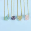 Irregular Natural Crystal Stone Handmade Pendant Necklaces With Gold Plated Chain For Women Girl Party Club Decor Jewelry