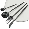 Jankng 30pcs Black Gold Denwangware Set Strewne Creatware Caste Cake Fork Spoon Нож для столовой приборы столовые приборы 220623