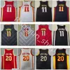 2021 Hommes cousus John 20 Collins Trae 11 Young Basketball Jersey Noir Rouge Blanc Chemises Qui maillots