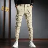 ly Designer Mass Men Dżinsy Wysokiej jakości splicowane patchwork Casual Cargo Spodnie Streetwear Hip Hop Joggers Harem Spodery 220726