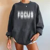 Focus Letter Print Women Sweatshirts Long Sleeve Dropshoulder Sweatshirts Streetwear Winter Clothes Women Tops Moletom Feminino 220801