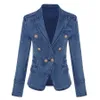 T053 Womens Suits & Blazers Tide Brand High-Quality Retro Fashion designer washed jean slim women coats Suit Jacket Lion Double-Breasted Slim Plus Size Women's Clothing