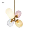 Pendant Lamps Nordic Designer 4 Heads Colorful Glass Lights For Bar Cafe Dining Room Long Pole Hanging Lamp Led Home Lighting FixturesPendan