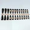 Tryck på Nail 24pcs French Coffin Ballet Long Wearable Full Cover False Nails