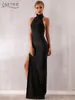 Adyce 2022 Summer Black Bandage Dress Sexy Sleeveless Halter Hollow Out Maxi Club Dress Celebrity Evening Runway Party Dress 220507