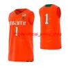 College NCAA Hurricanes koszulka koszykówki 23 Kameron McGusty 4 Lonnie Walker IV 20 Dewan Hernandez Customed