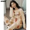Duży rozmiar 5xl sutowa odzież dla kobiet jesienna zima długie rękawy Pijamas moda szykowna okrągła szyja dziewczęta piżamy kawaii PJs for lady 220321