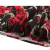 Faldas plisadas Rockabilly florales de cintura alta verano rojo rosa flor Boho Vintage falda Midi de talla grande 3XL ropa 2203221566279
