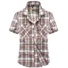 Männer Casual Hemden Sommer Kariertes Hemd Männer Militär Kurzarm Drehen Unten Kragen Button Up Baumwolle Camisa Masculina Große Größe m-4XL