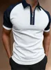 Men's Polos Men High Quality Exercise Shirts Casual Patchwork Breathe Freely Shirt Short Sleeve Turn-Down Collar Zipper Tops 2022Men's Men's