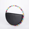 Colour Diamond Circular Evening Bag Women Round Handle Dinner Clutch Purse Ladies Half Moon Handbag Fashion 220614