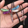Hänge halsband hängar smycken naturligt vitt abalon skal halsband mode dragonfly brosch med le dh16p