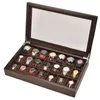 Watch Boxes & Cases 21 Grids Home Wooden Storage Box Case For Watches Men Gift With Glass Top