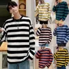 Ebaihui Striped Långärmad T-shirt Mäns Koreanska Stil Kontrast Striped Crewneck Topp Tees Male Loose Casual Youth Fashion Sweatshirt
