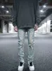 High Street Geomantic Wash Schade Slanke Fit Stretch Jeans Motorfiets Broek National Mode Gat Rits Leggings voor Mannen Dames G0104