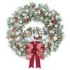 Guirnaldas de flores decorativas 12 '' Navidad para puerta delantera Muñeco de nieve Colgando Guirnalda Decorativa