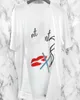 Frankreich Paris Blazing Red Lips Rauchen Gedruckt T-stück Luxus Mode High Street Männer Frauen Paar Casual T-shirts Sommer Frühling Cotton1203870