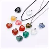 Hänge halsband älskar hjärta naturlig kristall roskvart halsband persika hjärtan form chakra helande smycken för kvinnor baby dhihw