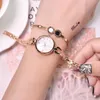 Zegarek na rękę 1PC Złote stali nierdzewne Kobiety Bransoletka modowa zegarki 2022 Cut Surface Marble Dial Dame Mały żeński zegarek