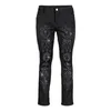 Jeans pour hommes Y2K Homme Noir Stretch Skinny Slim Fit Drill Lettre Punk Streetwear Biker Pantalon All-Match Denim Crayon Pants292u