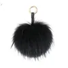 Keychains Fluffy Real Fur Ball Keychain Puff Craft DIY Pompom Black Pom Keyring Uk Charm Women Bag Accessories Gift