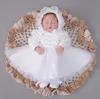 Girl's Dresses 2PCS Baby Girl White Red Balls Double Bows Christening Gown Baptism Princess Wedding Party Dress For Born