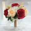 Boho Bridal Bridesmaid Bouquet 2022 Artificial Wedding Flowers Champagne Ivory Blush Pink Roses 25cm 25cm Quinceanera Party Silk F3008