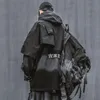 Spring Streetwear Мода Толстовка Techwear Kanji Лоскутное капюшон для мужчин 220406